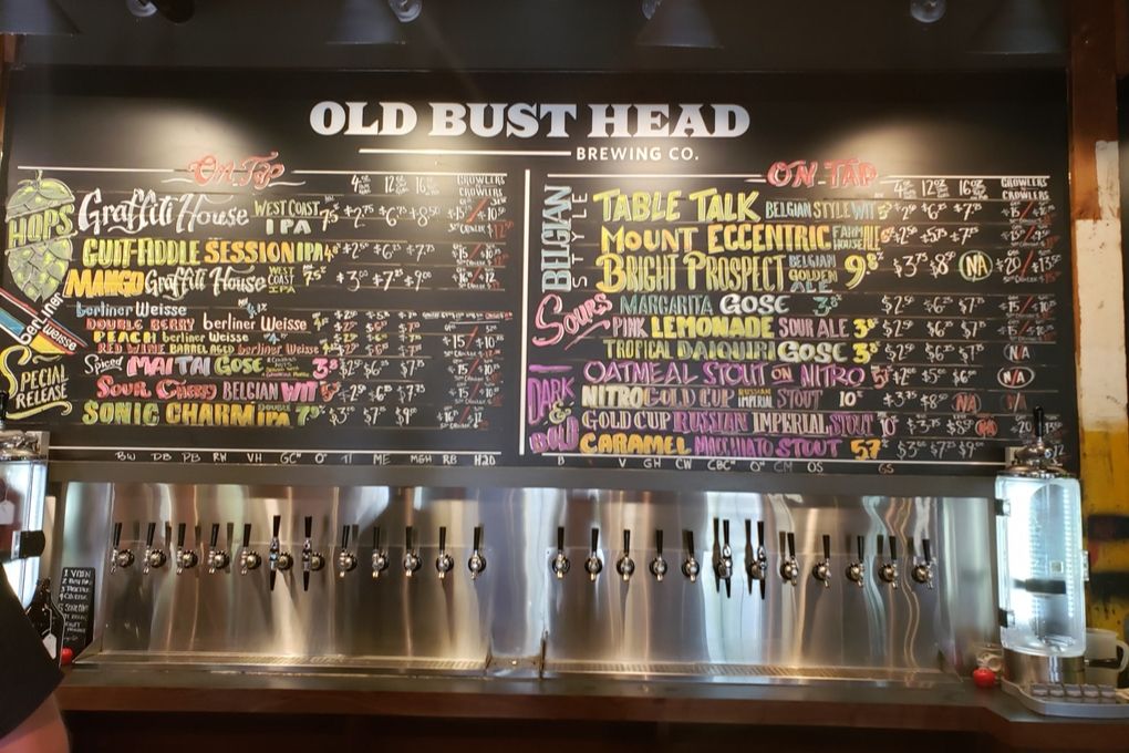 Old Bust Head Brewing Co. menu board