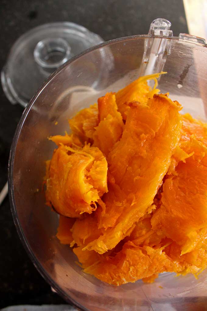 pumpkin inside food processor