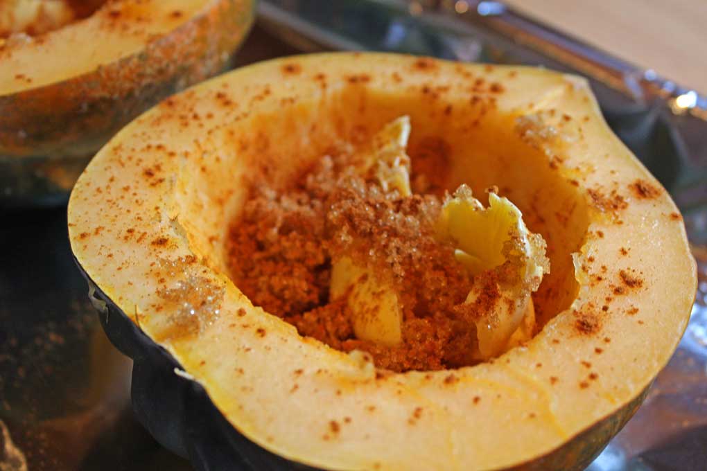 prepared squash ready for roasting