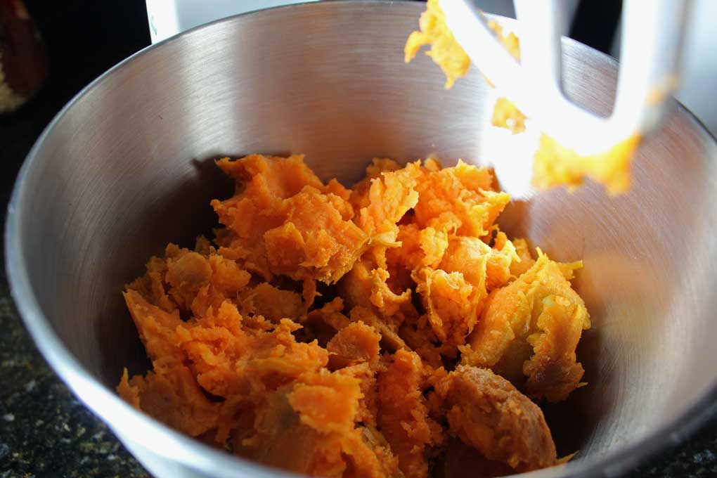 sweet potato mashed up in bowl