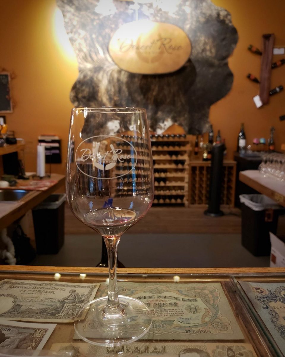 money displayed in tasting bar