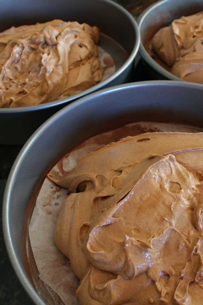 cake batter in pans