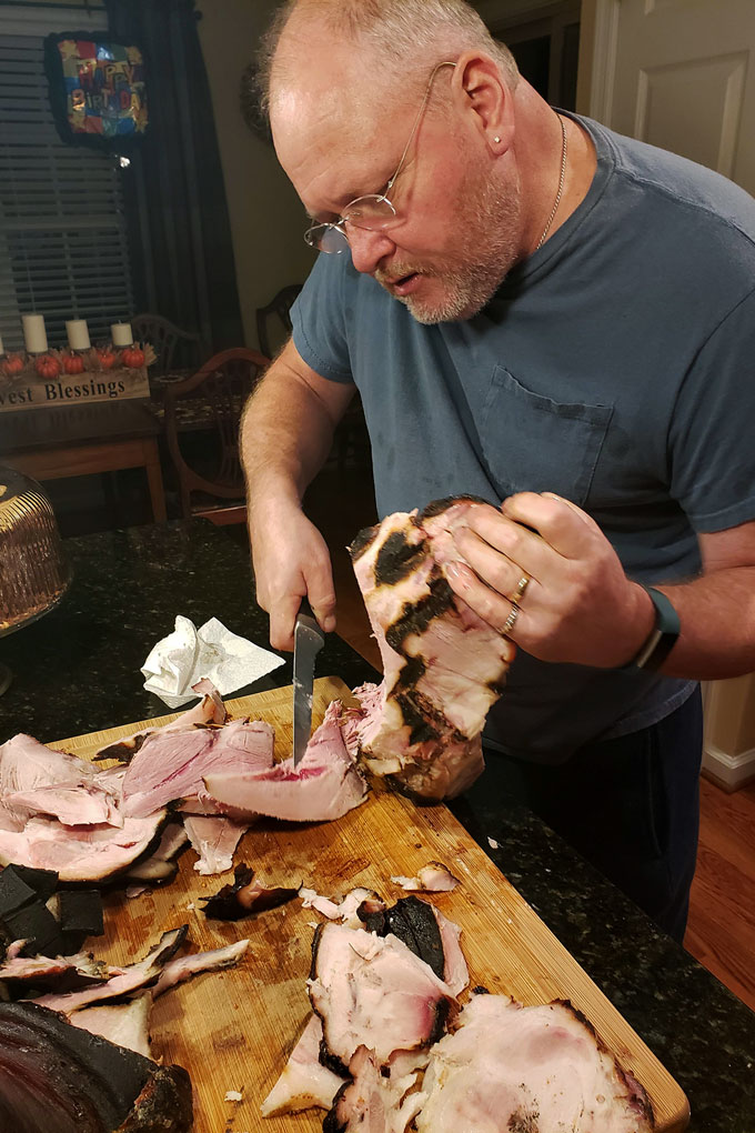 David carving meat