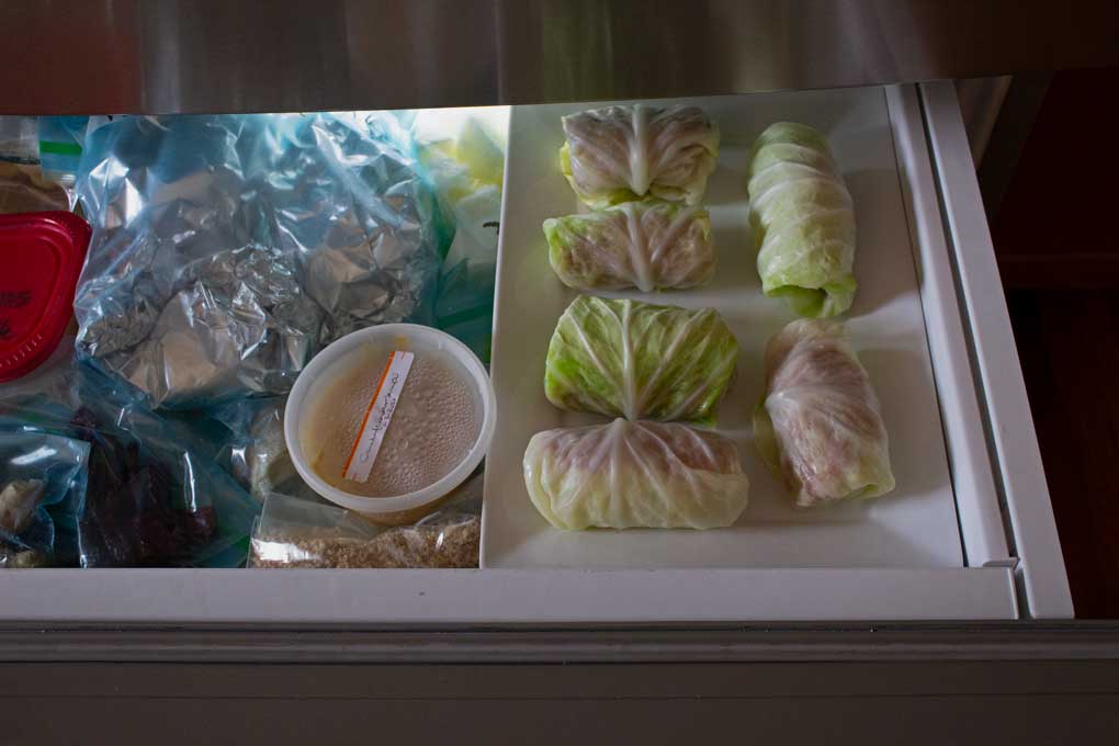 rolls on in freezer drawer