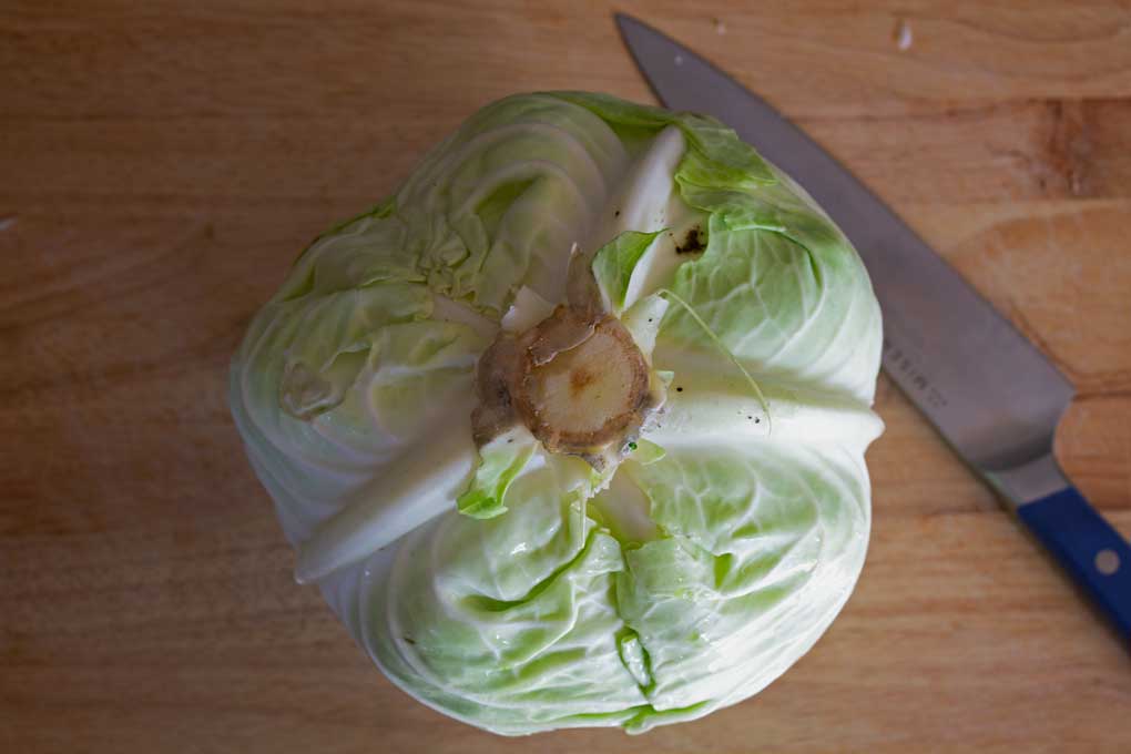 cabbage on cutting board