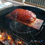 Bacon-Wrapped Smoked Meatloaf on grill