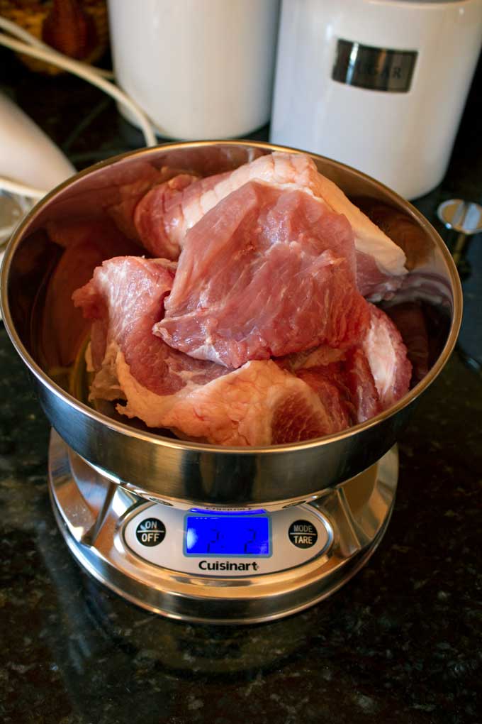 fresh pork on scale