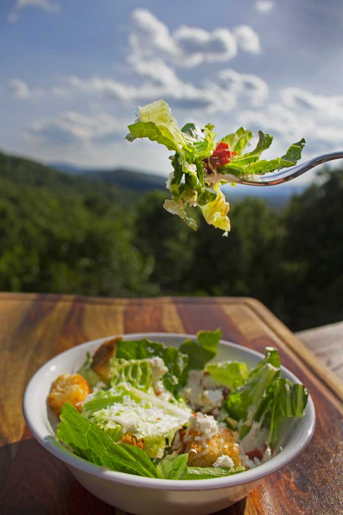 caesar salad with mountain view