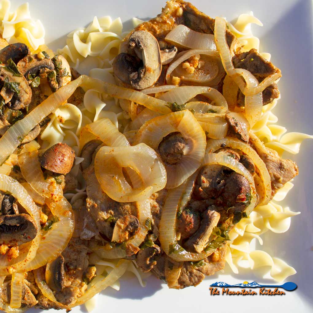 Pork Chop Stroganoff on plate