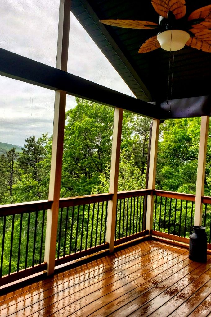 clean porch with mountain view