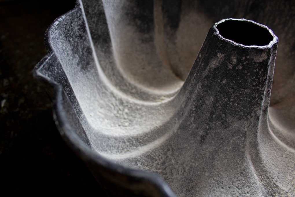 greased and floured pan