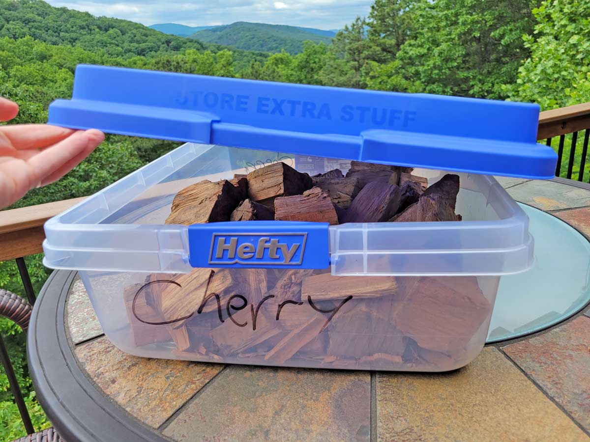 storage tote for wood chunks
