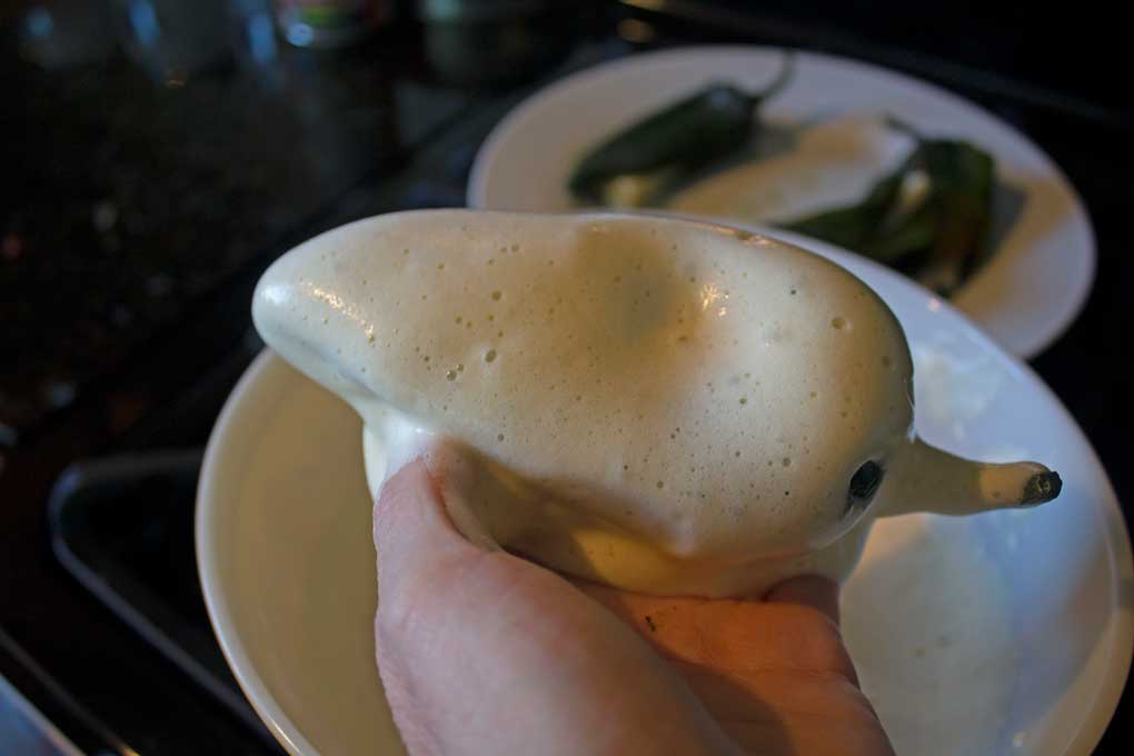 battered poblano chile ready to fry