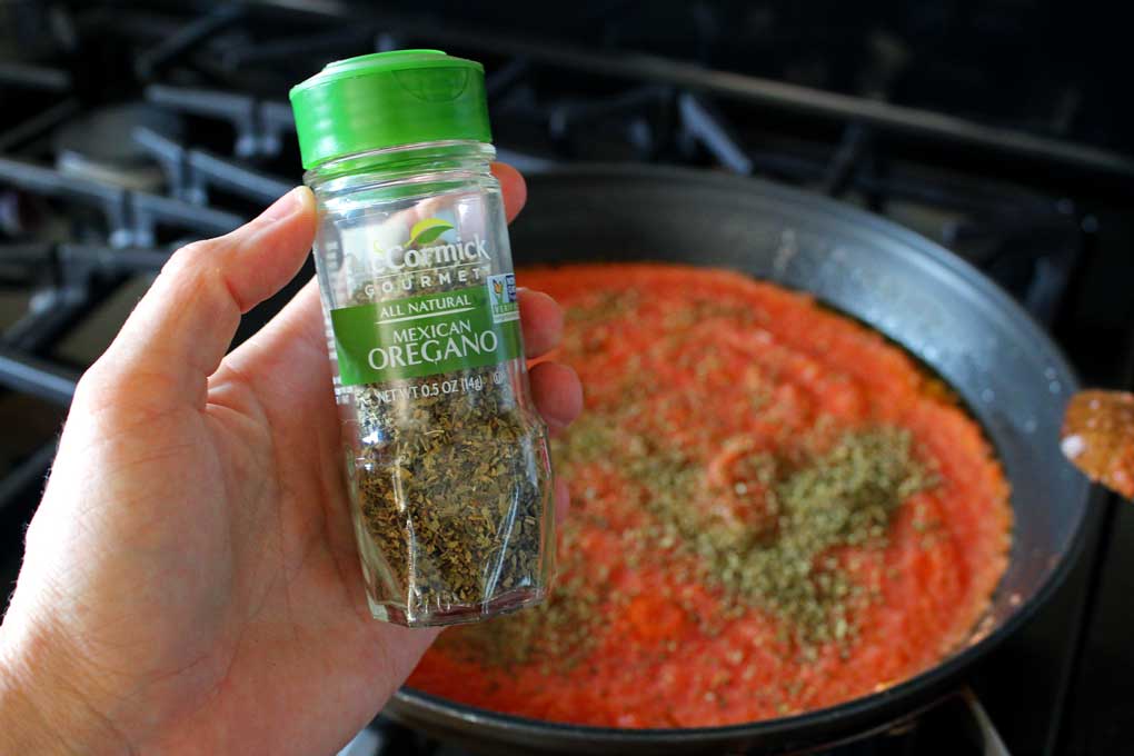 jar of Mexican oregano for sauce