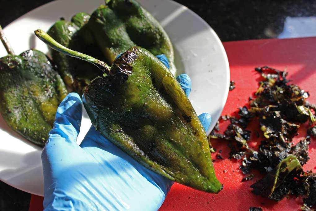 cleaned poblano after blistering skin