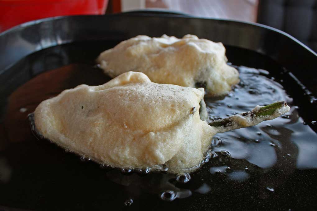 frying chile peppers in grease
