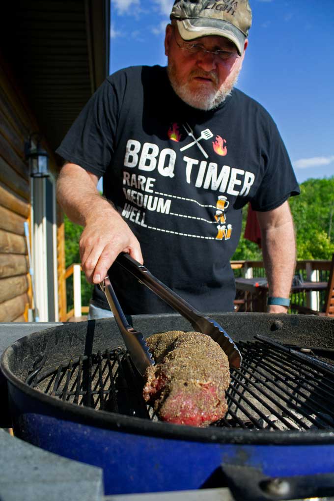 David grilling beef tenderloin
