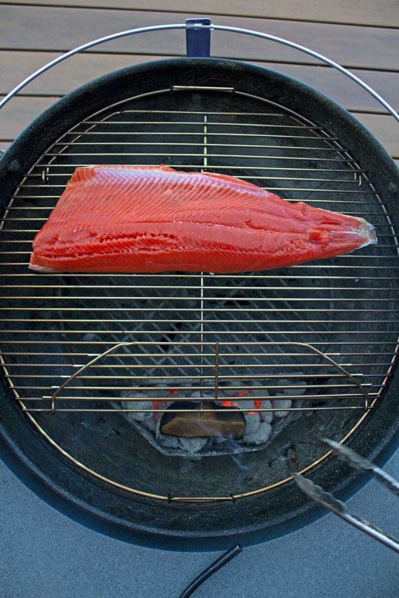 salmon fillet on grill