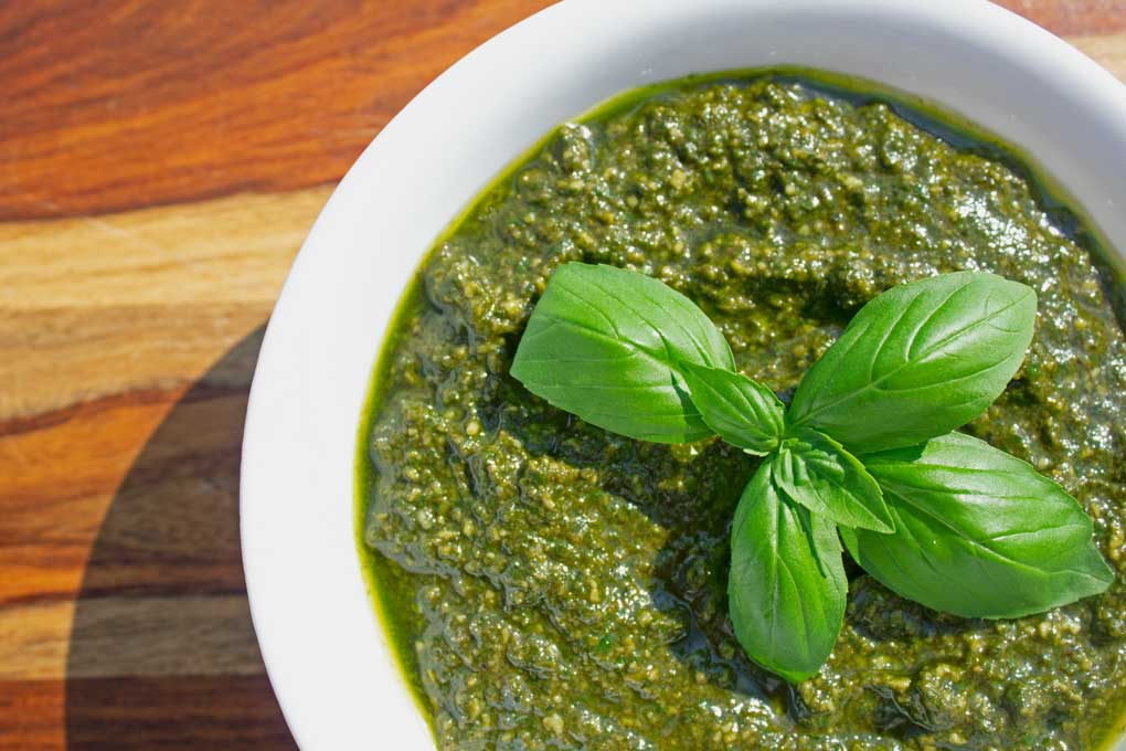 fresh pesto in bowl