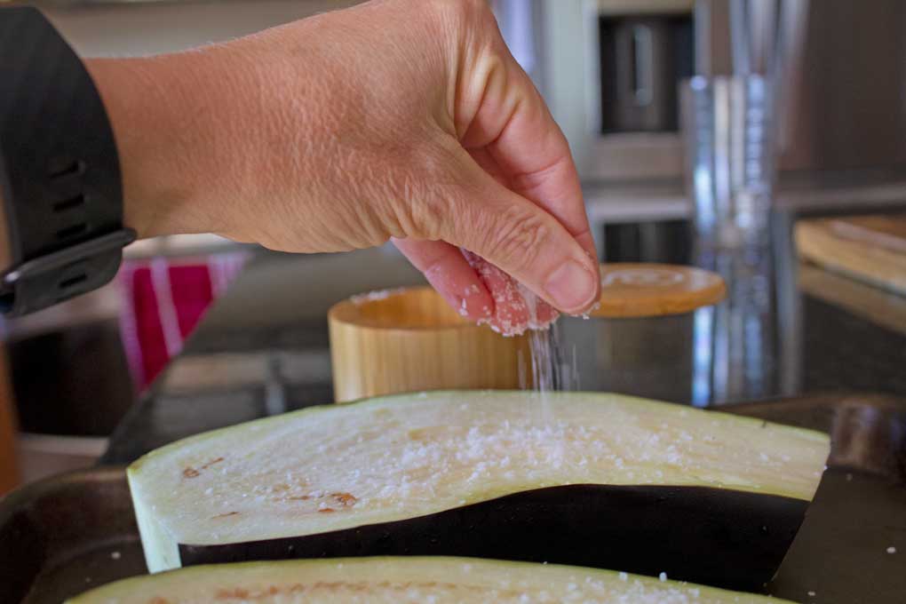 salting eggplant