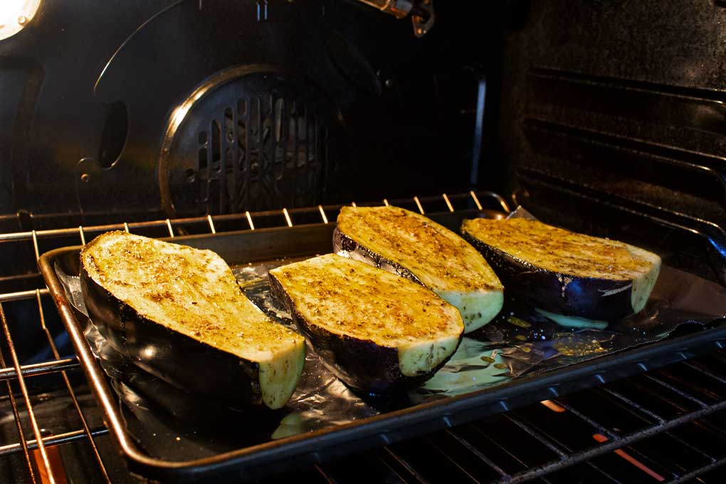 roasting eggplant inside oven