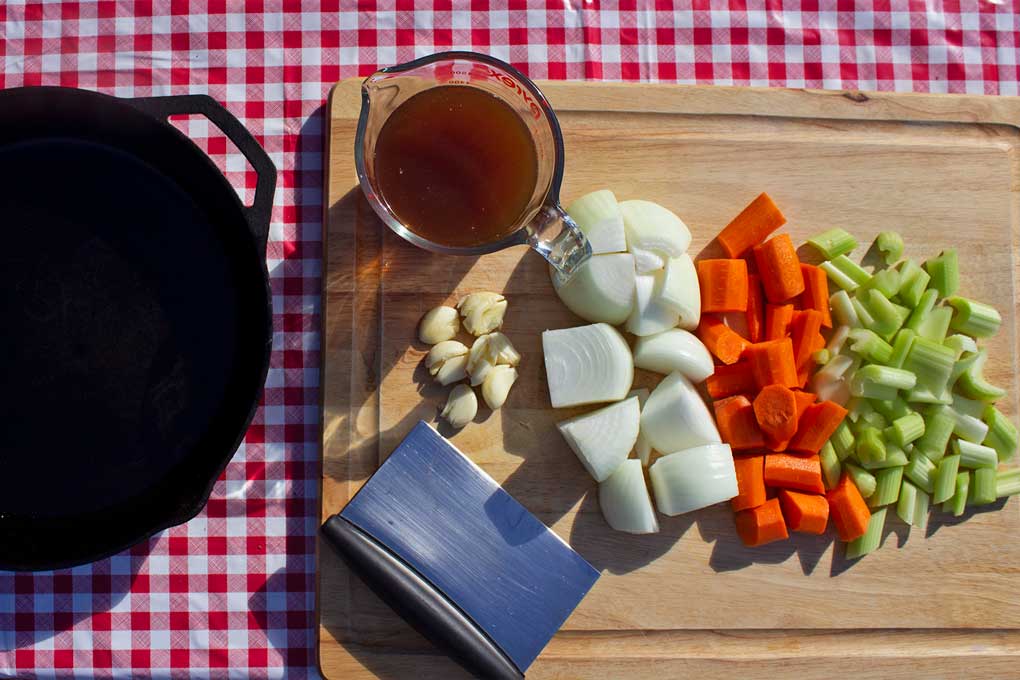 ingredients for smoked brisket French dip sandwich au jus