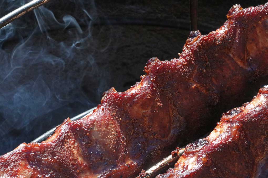 rib meat drawing away from bone