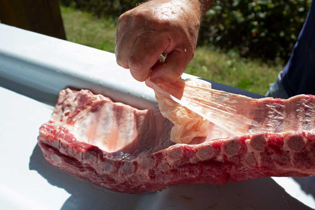 pulling membrane off back of ribs
