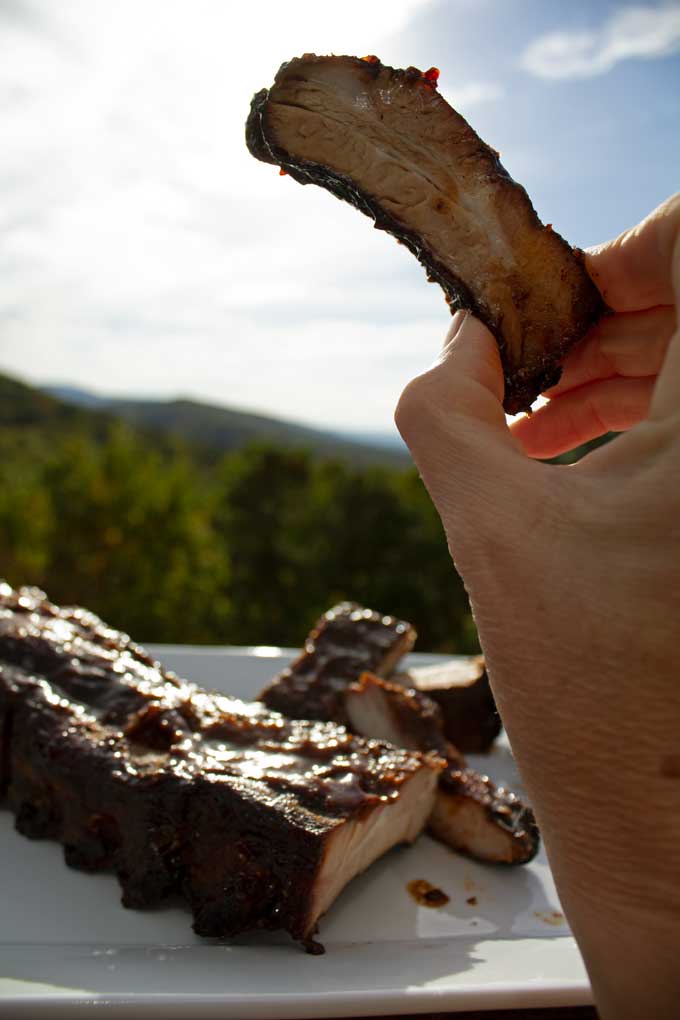 smoked baby back ribs with mountain view