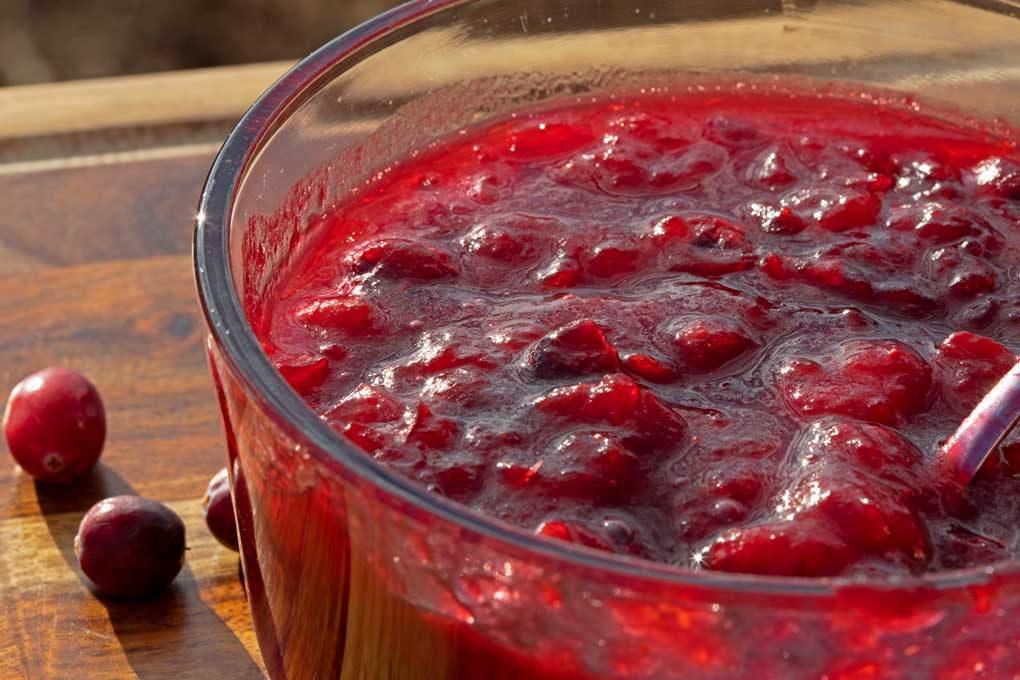 close up of cranberry sauce