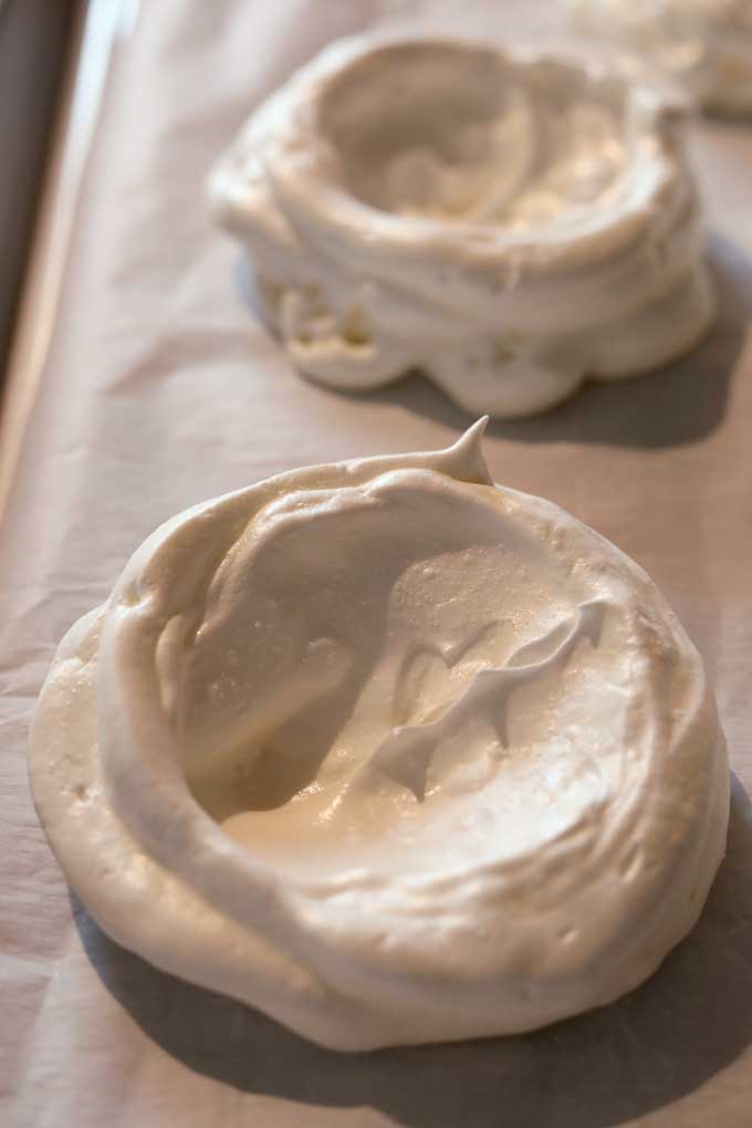 pavlova on baking sheet
