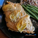 chicken and artichokes on plate with green beans