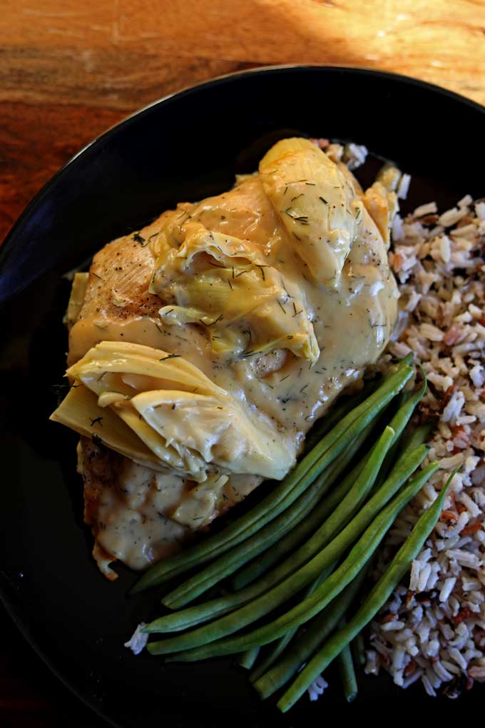 chicken and artichokes with lemon dill cream sauce