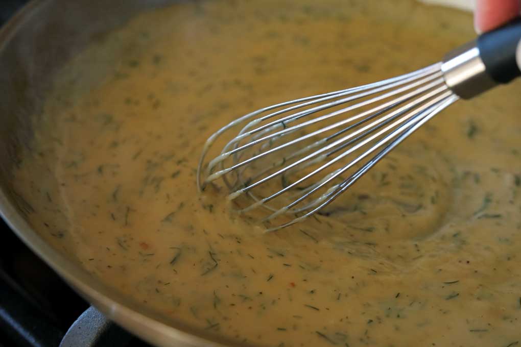 whisking cream sauce