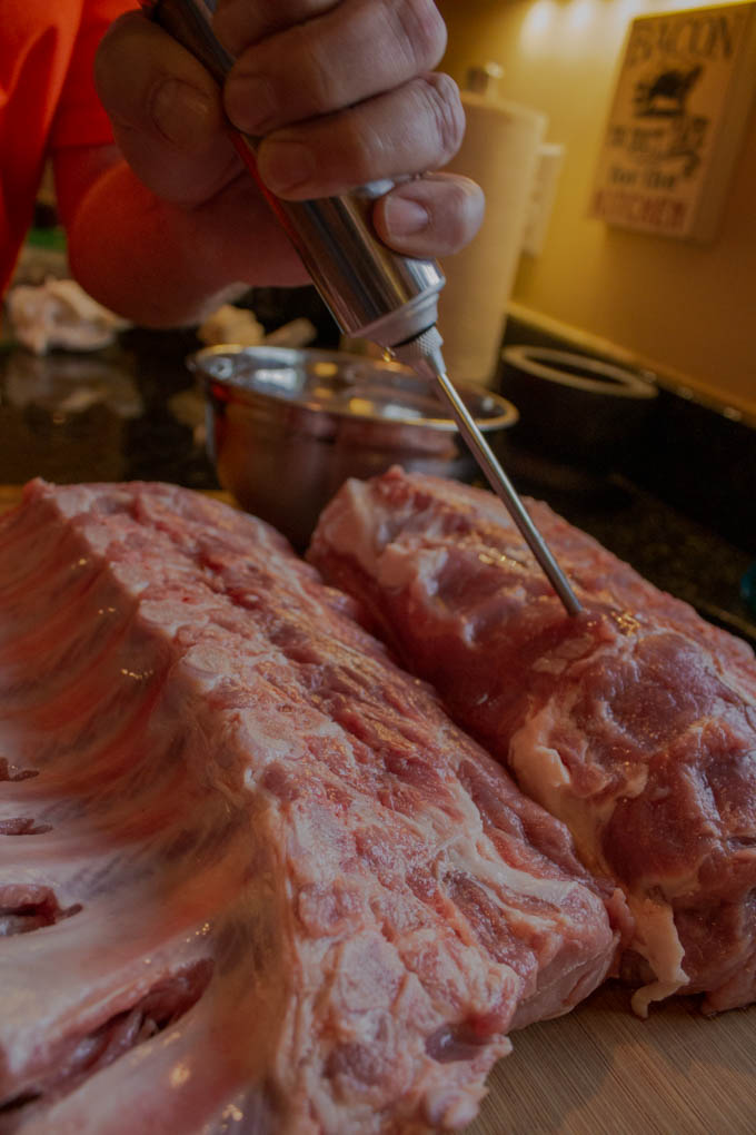 injecting meat with brine solution