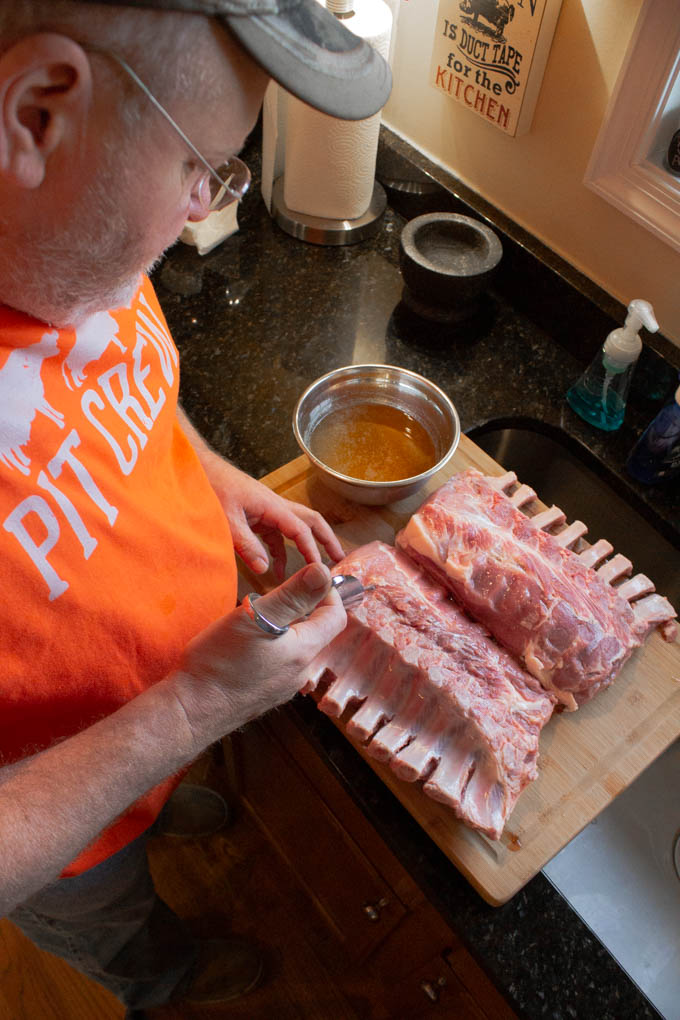 David injecting meat