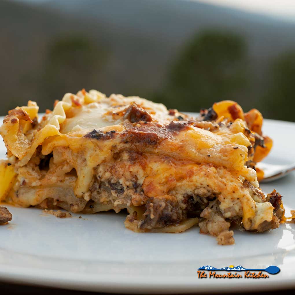 smoked brisket lasagna on plate