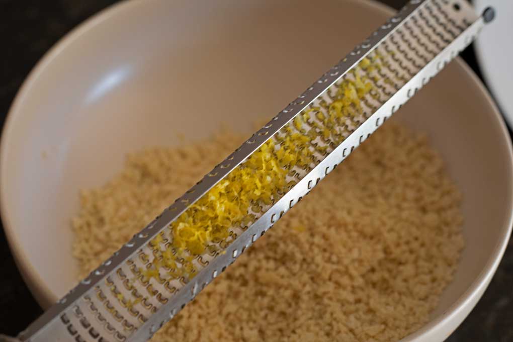lemon zest on backside of microplane