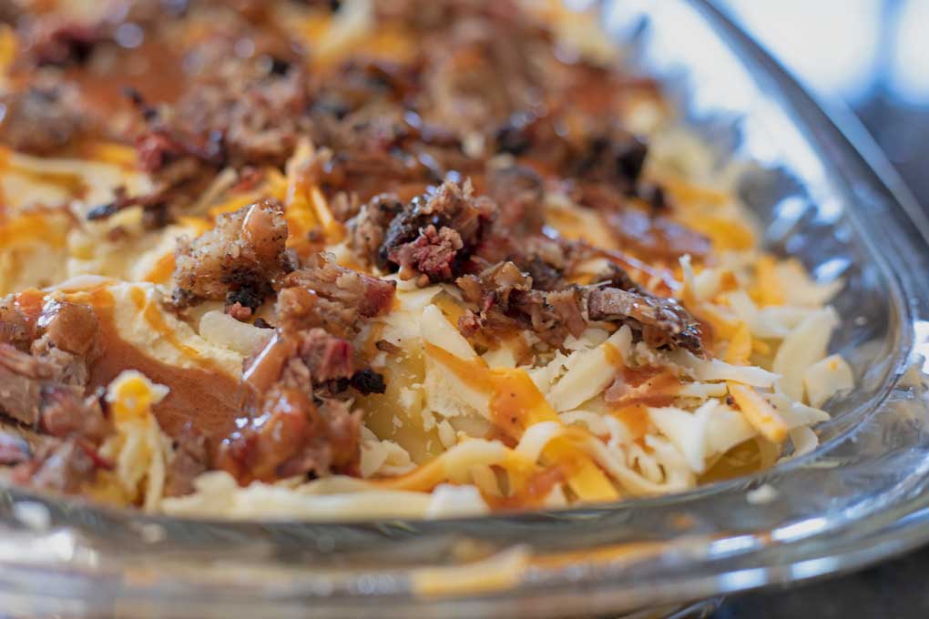 smoked brisket lasagna ready for oven