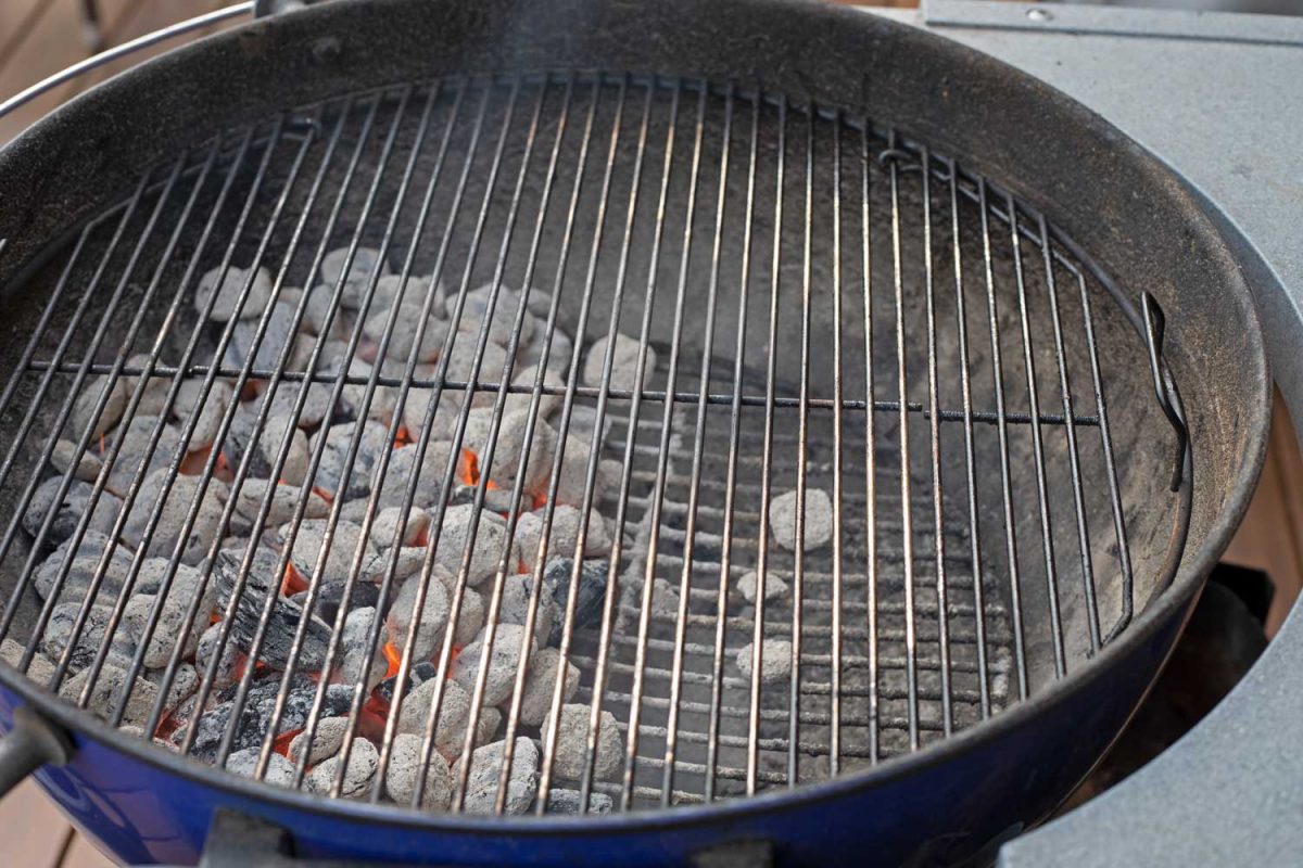 grill set up for 2 zone-fire indirect heat