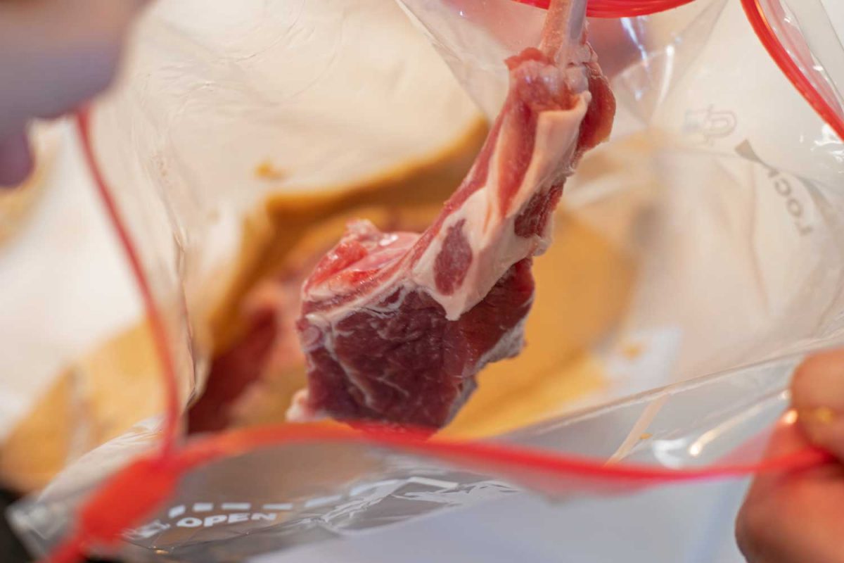 lamb chop inside zip-top bag