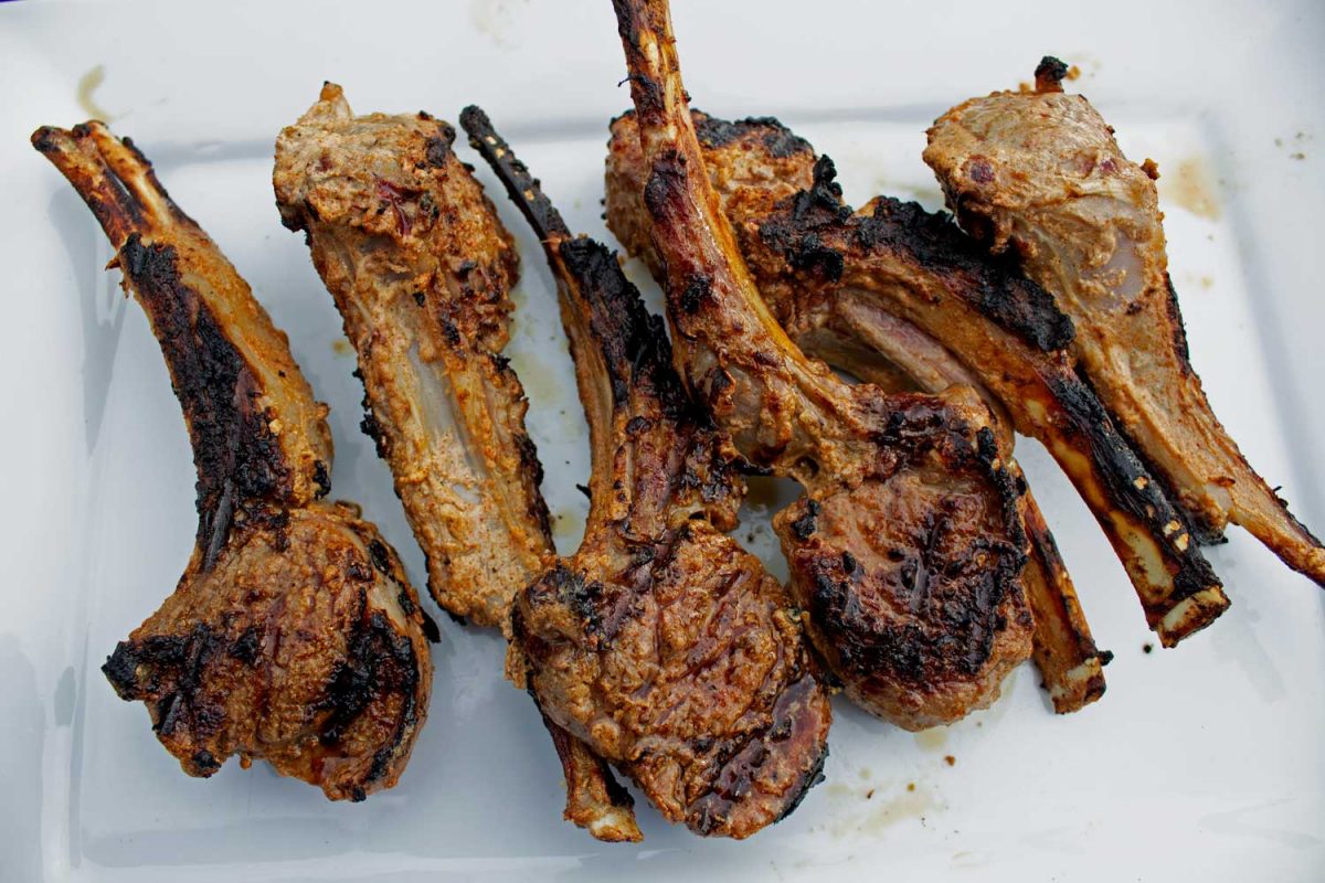 tandoori lamb chops on platter