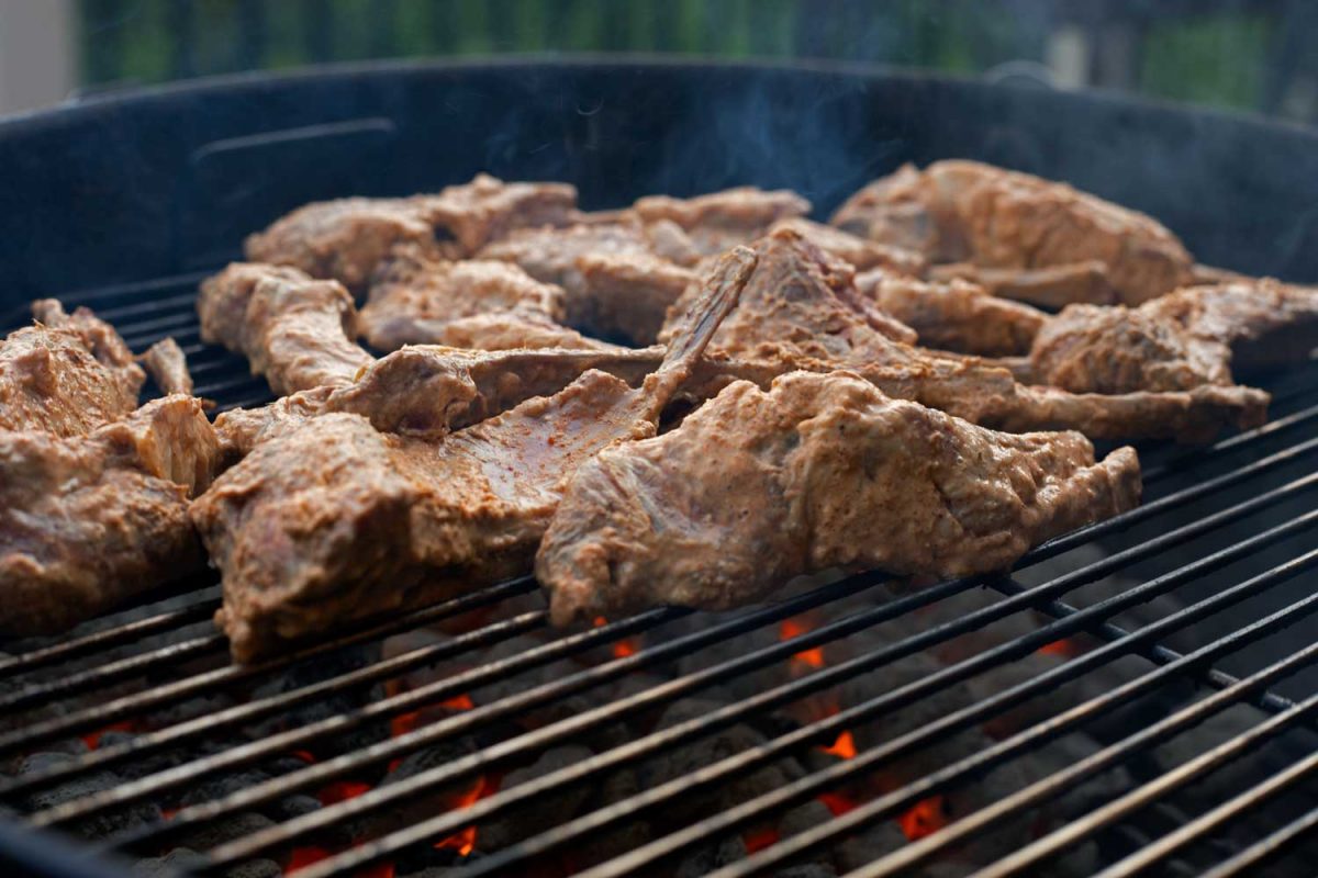 marinated lamb chops on grill