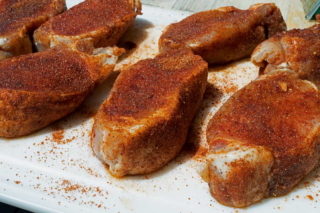 raw pork chops with dry rub