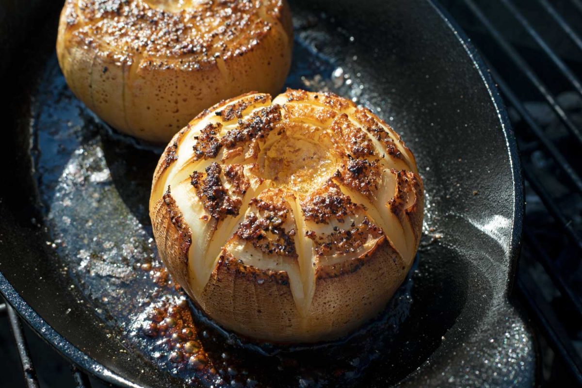 smoked onions on grill