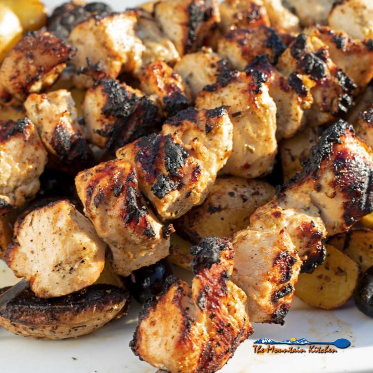 Greek Chicken Kabobs on plate