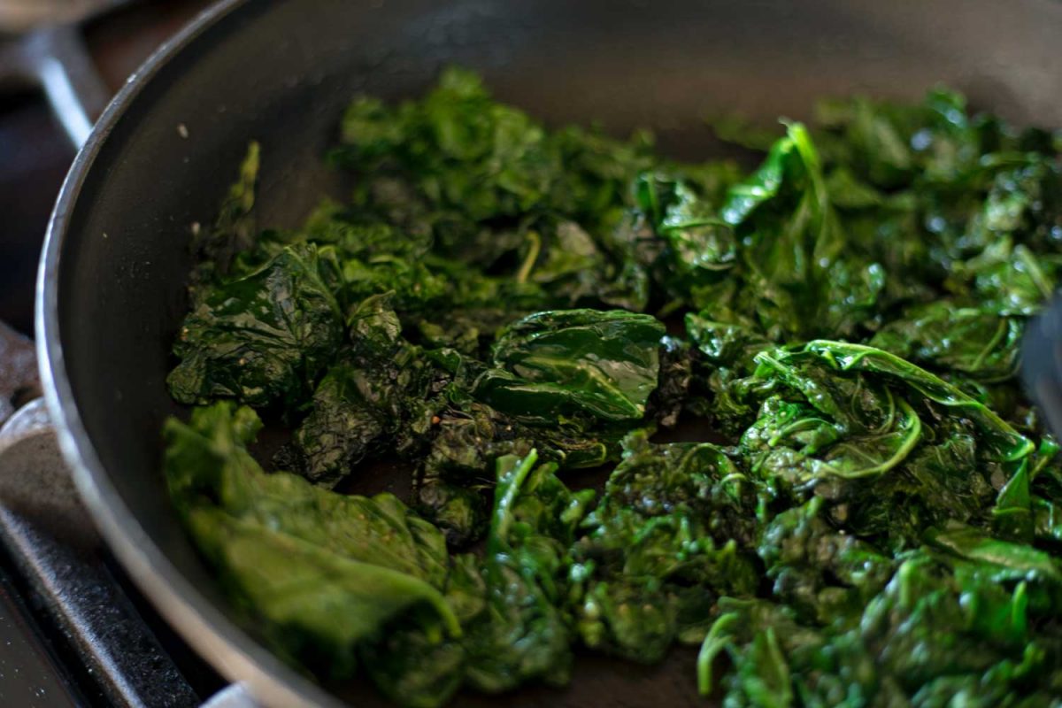 tender satueed kale in skillet