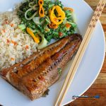 soy-glazed cod with bok choy and steamed rice