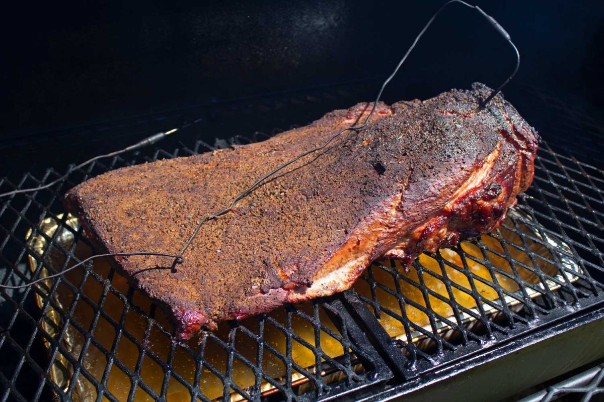 brisket on smoker