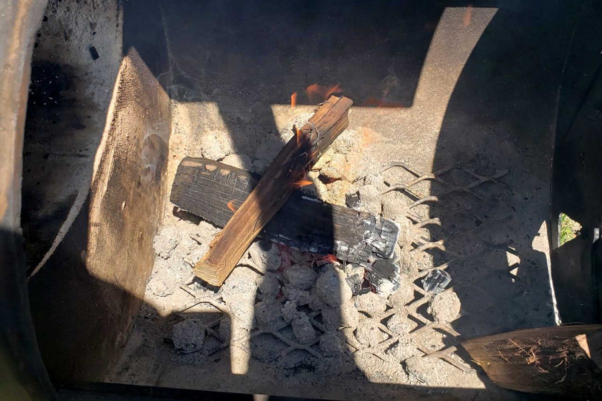 wood sticks inside firebox